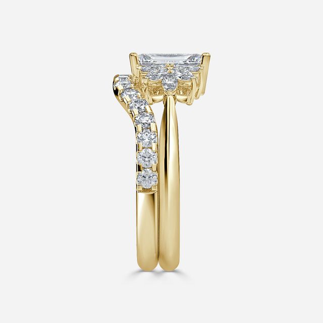 Anastasia Yellow Gold Pavé Band Bridal Set Engagement Ring