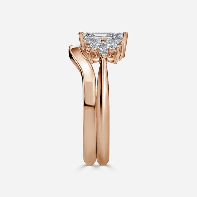 Anastasia Rose Gold Plain Band Bridal Set Engagement Ring