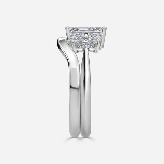 Anastasia Platinum Plain Band Bridal Set Engagement Ring