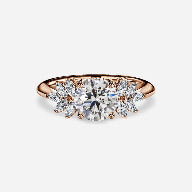 Anastasia Rose Gold Pavé Band Bridal Set Engagement Ring