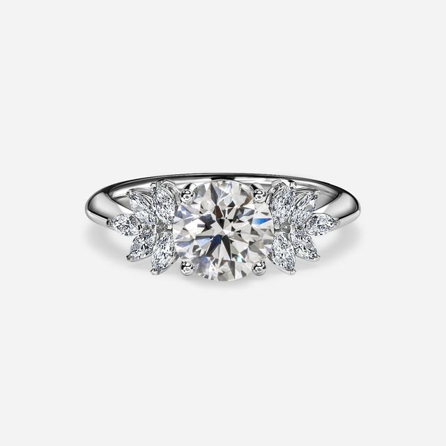 Anastasia White Gold Plain Band Bridal Set Engagement Ring