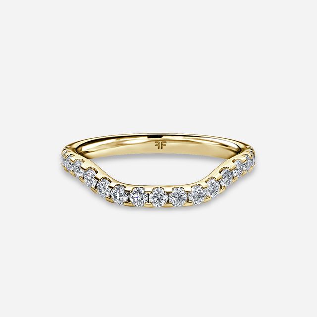 Anastasia Yellow Gold Pavé Band Bridal Set Engagement Ring