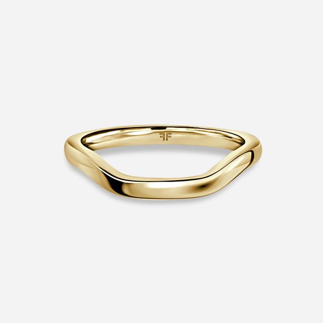 Anastasia Yellow Gold Plain Band Bridal Set Engagement Ring