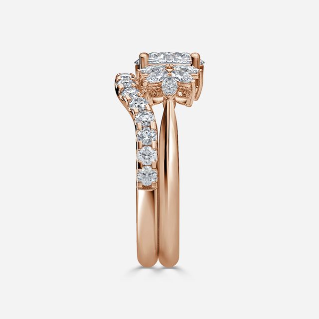 Anastasia Rose Gold Pavé Band Bridal Set Engagement Ring