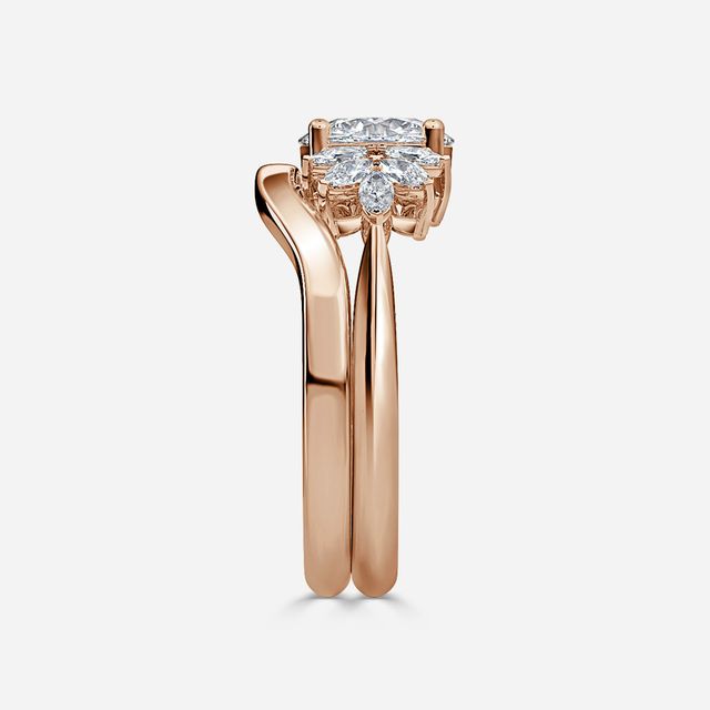 Anastasia Rose Gold Plain Band Bridal Set Engagement Ring