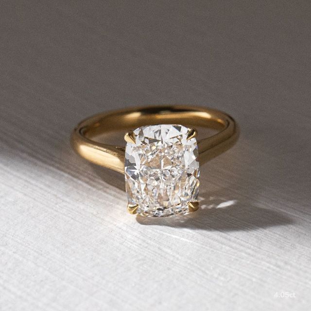 Avery Yellow Gold Plain Band Bridal Set Engagement Ring