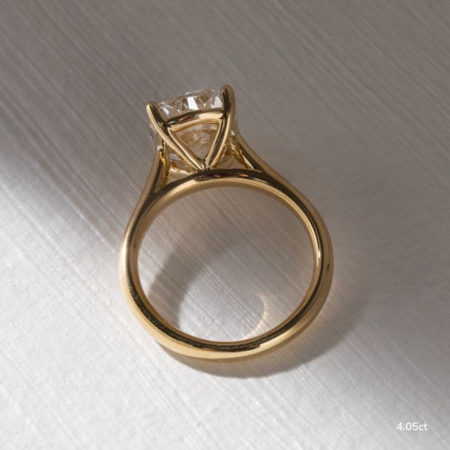 Avery Yellow Gold Plain Band Bridal Set Engagement Ring