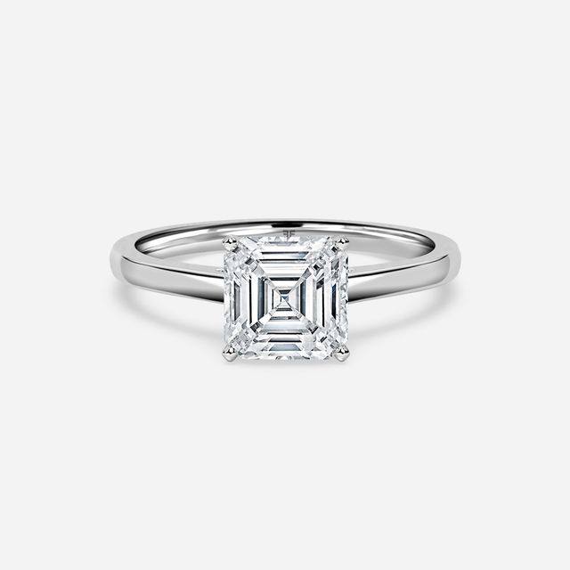 Avery Solitaire Platinum Plain Band Bridal Set Engagement Ring
