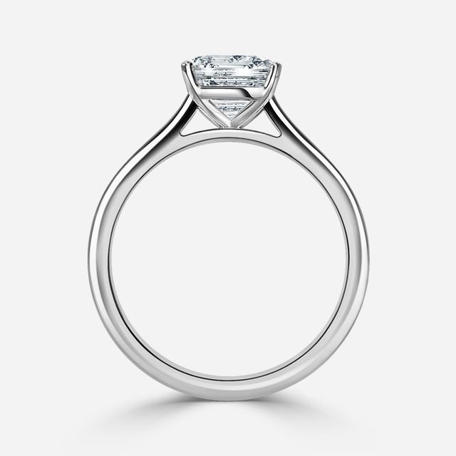 Avery Solitaire Platinum Plain Band Bridal Set Engagement Ring