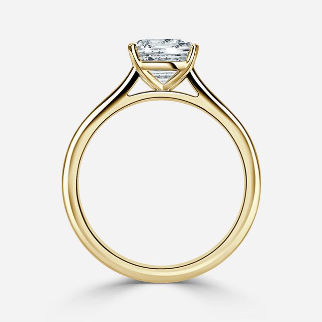 Avery Solitaire Yellow Gold Pave Band Bridal Set Engagement Ring