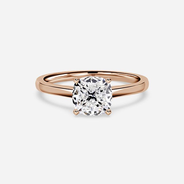 Avery Solitaire Rose Gold Pave Band Bridal Set Engagement Ring