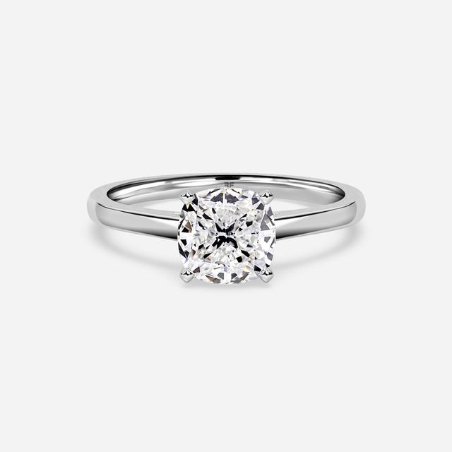 Avery Solitaire Platinum Plain Band Bridal Set Engagement Ring