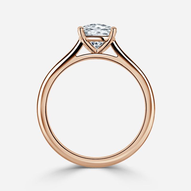 Avery Solitaire Rose Gold Pave Band Bridal Set Engagement Ring