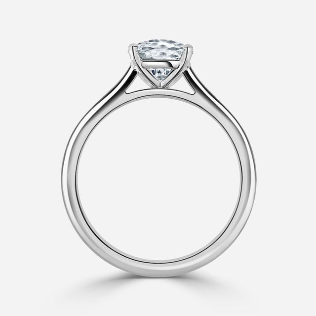 Avery Solitaire Platinum Plain Band Bridal Set Engagement Ring