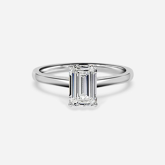 Avery Solitaire Platinum Plain Band Bridal Set Engagement Ring