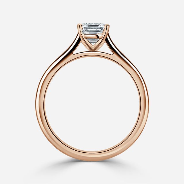 Avery Solitaire Rose Gold Pave Band Bridal Set Engagement Ring