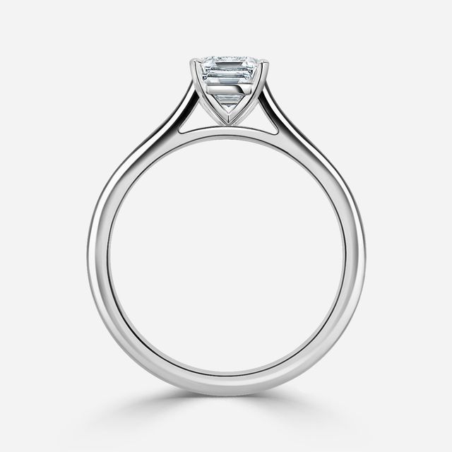 Avery Solitaire Platinum Plain Band Bridal Set Engagement Ring