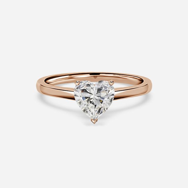 Avery Solitaire Rose Gold Pave Band Bridal Set Engagement Ring