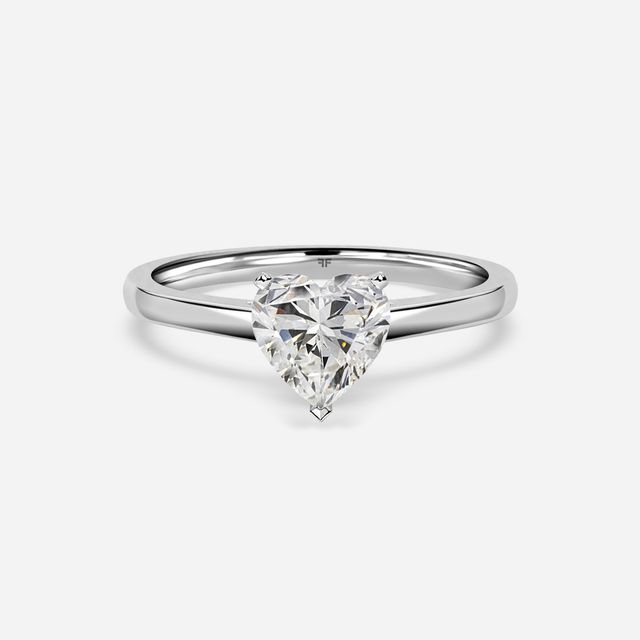 Avery Solitaire White Gold Pave Band Bridal Set Engagement Ring