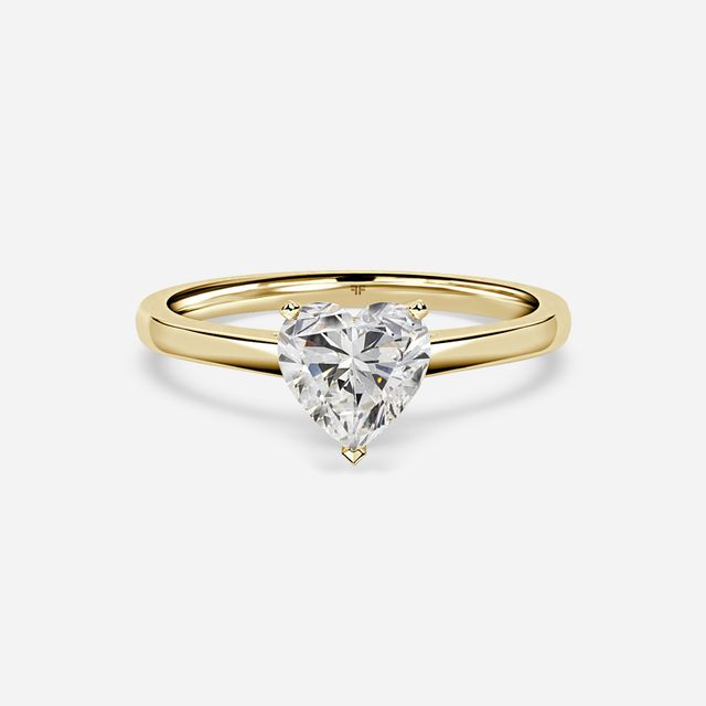 Avery Solitaire Yellow Gold Pave Band Bridal Set Engagement Ring
