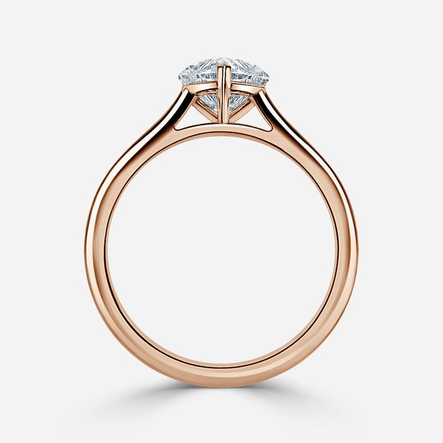 Avery Solitaire Rose Gold Pave Band Bridal Set Engagement Ring
