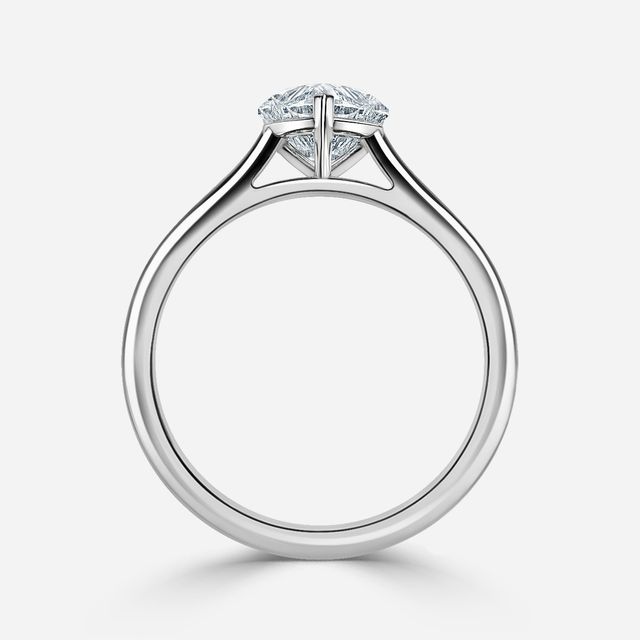 Avery Solitaire White Gold Pave Band Bridal Set Engagement Ring