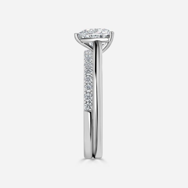 Avery Solitaire White Gold Pave Band Bridal Set Engagement Ring