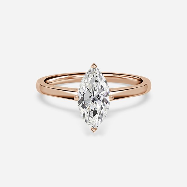 Avery Solitaire Rose Gold Pave Band Bridal Set Engagement Ring