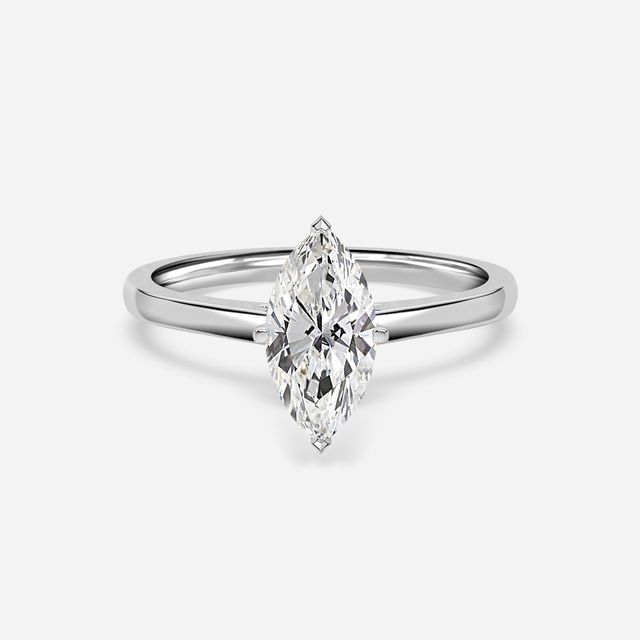 Avery Solitaire White Gold Pave Band Bridal Set Engagement Ring