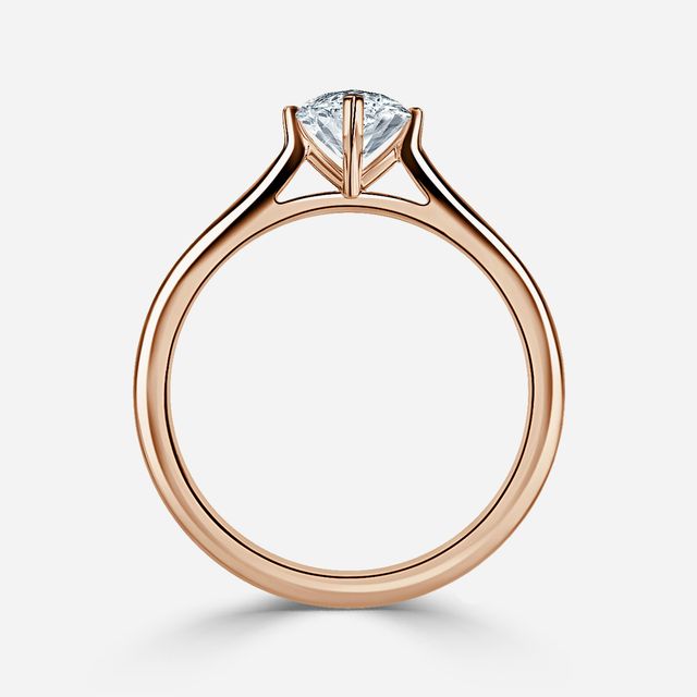 Avery Solitaire Rose Gold Pave Band Bridal Set Engagement Ring