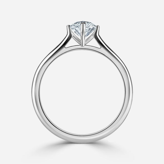 Avery Solitaire White Gold Pave Band Bridal Set Engagement Ring
