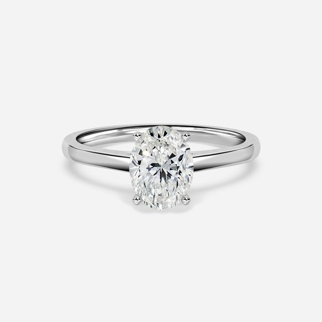 Avery Solitaire Platinum Pave Band Bridal Set Engagement Ring