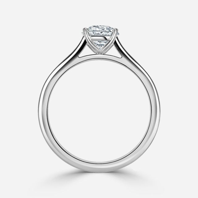 Avery Solitaire Platinum Pave Band Bridal Set Engagement Ring