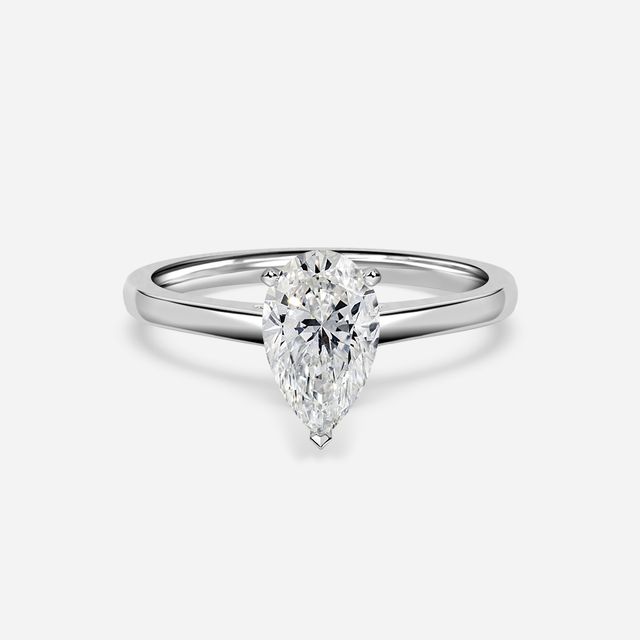 Avery Solitaire Platinum Plain Band Bridal Set Engagement Ring