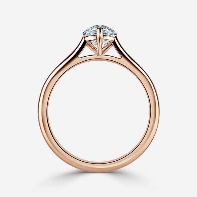 Avery Solitaire Rose Gold Pave Band Bridal Set Engagement Ring