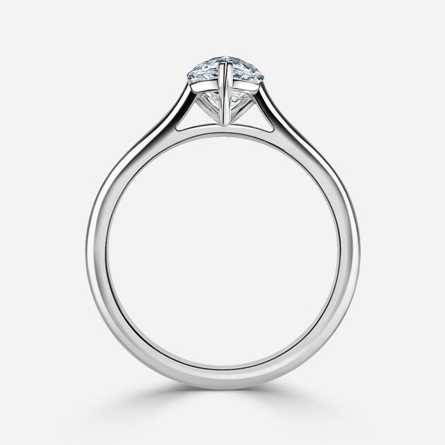 Avery Solitaire Platinum Plain Band Bridal Set Engagement Ring