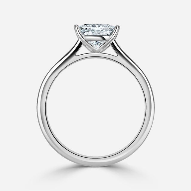 Avery Solitaire White Gold Pave Band Bridal Set Engagement Ring