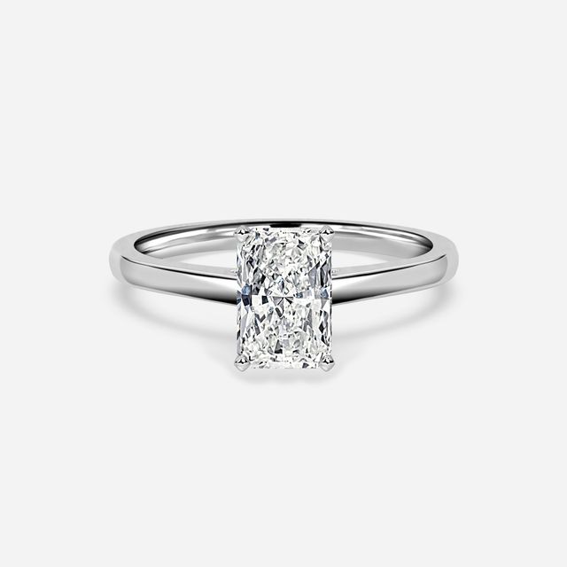 Avery Solitaire Platinum Plain Band Bridal Set Engagement Ring