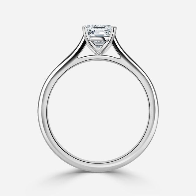 Avery Solitaire Platinum Plain Band Bridal Set Engagement Ring