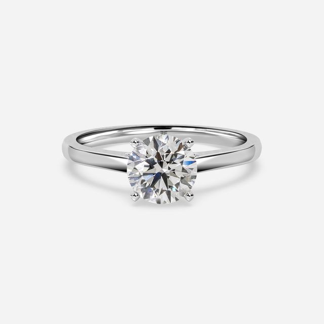 Avery Solitaire White Gold Pave Band Bridal Set Engagement Ring