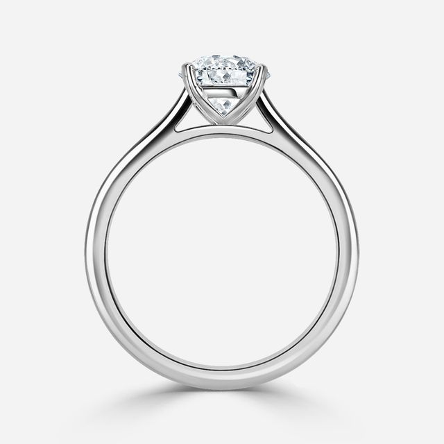 Avery Solitaire White Gold Pave Band Bridal Set Engagement Ring