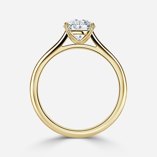 Avery Solitaire Yellow Gold Pave Band Bridal Set Engagement Ring