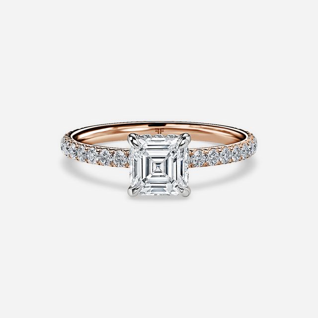 Sadie Two Tone Rose Gold Plain Band Bridal Set Engagement Ring