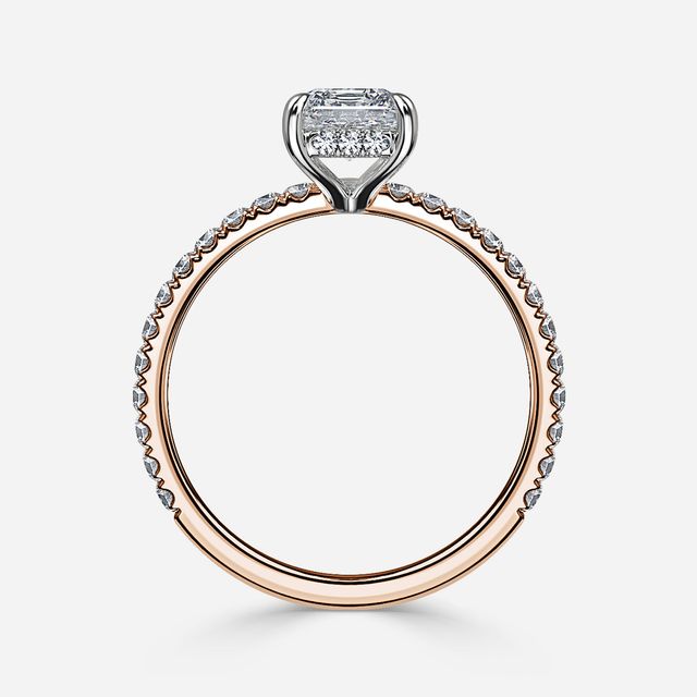 Sadie Two Tone Rose Gold Plain Band Bridal Set Engagement Ring