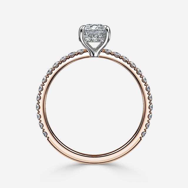Sadie Two Tone Rose Gold Plain Band Bridal Set Engagement Ring