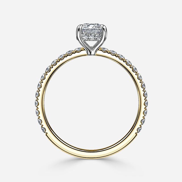 Sadie Two Tone Yellow Gold Plain Band Bridal Set Engagement Ring