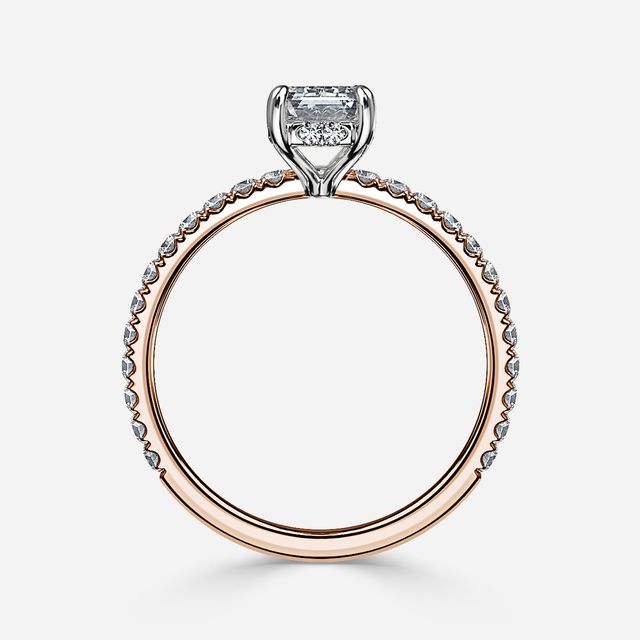 Sadie Two Tone Rose Gold Plain Band Bridal Set Engagement Ring