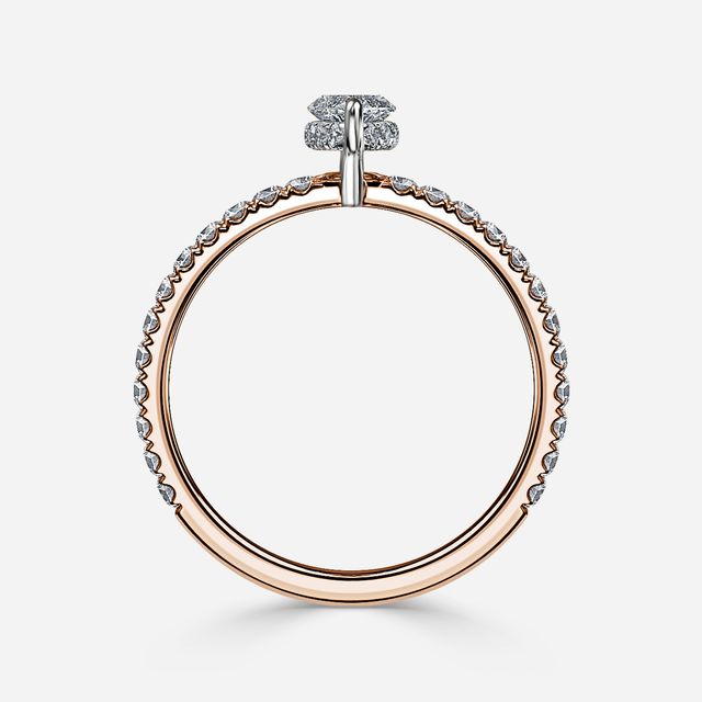 Sadie Two Tone Rose Gold Plain Band Bridal Set Engagement Ring
