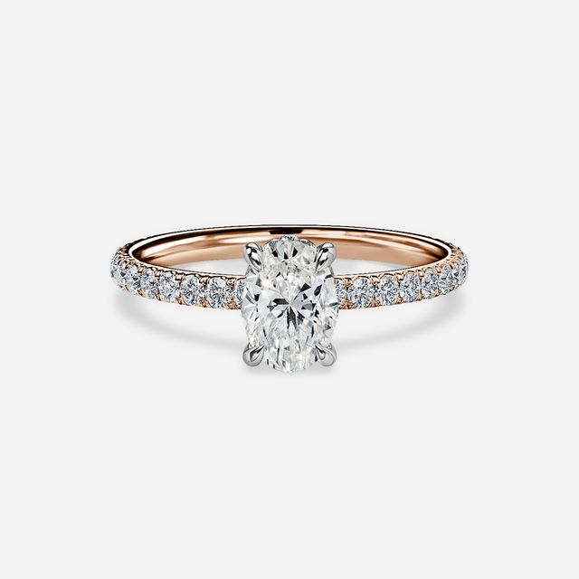 Sadie Two Tone Rose Gold Pavé Band Bridal Set Engagement Ring