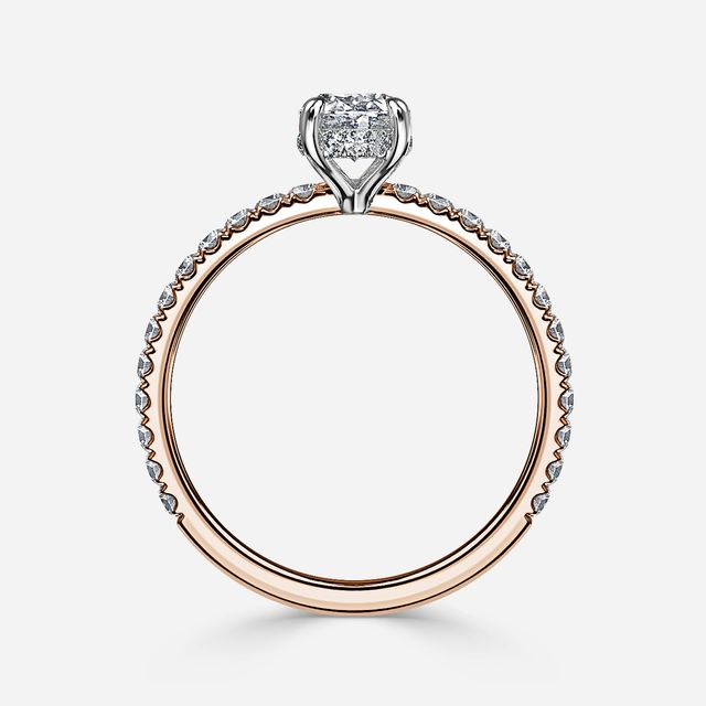 Sadie Two Tone Rose Gold Pavé Band Bridal Set Engagement Ring